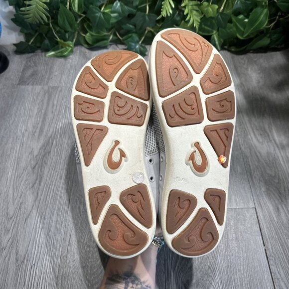 OluKai Nohea Moku Men\'s Slip On Sneakers Size 10 Gray Drop In Heel Water Shoes